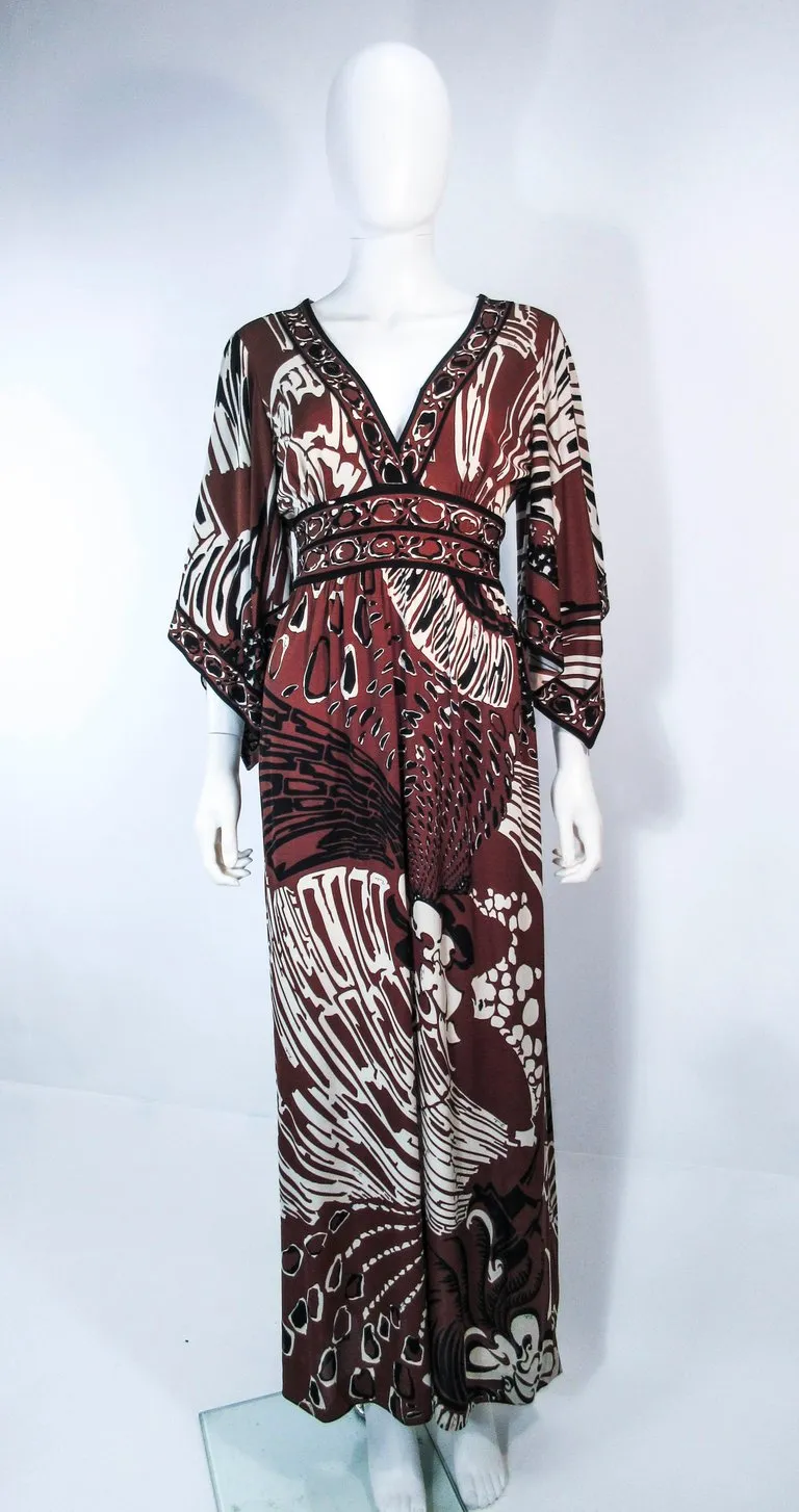 EMILIO PUCCI Brown & Black Silk Jersey Gown Size Small