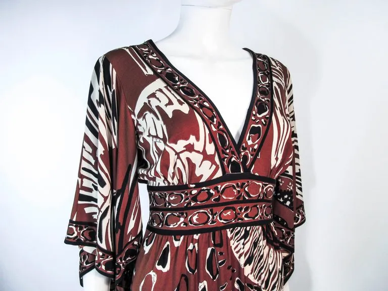 EMILIO PUCCI Brown & Black Silk Jersey Gown Size Small