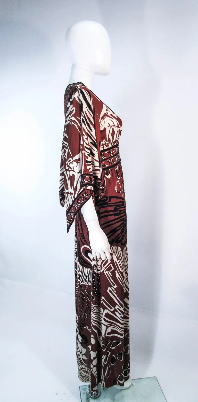 EMILIO PUCCI Brown & Black Silk Jersey Gown Size Small