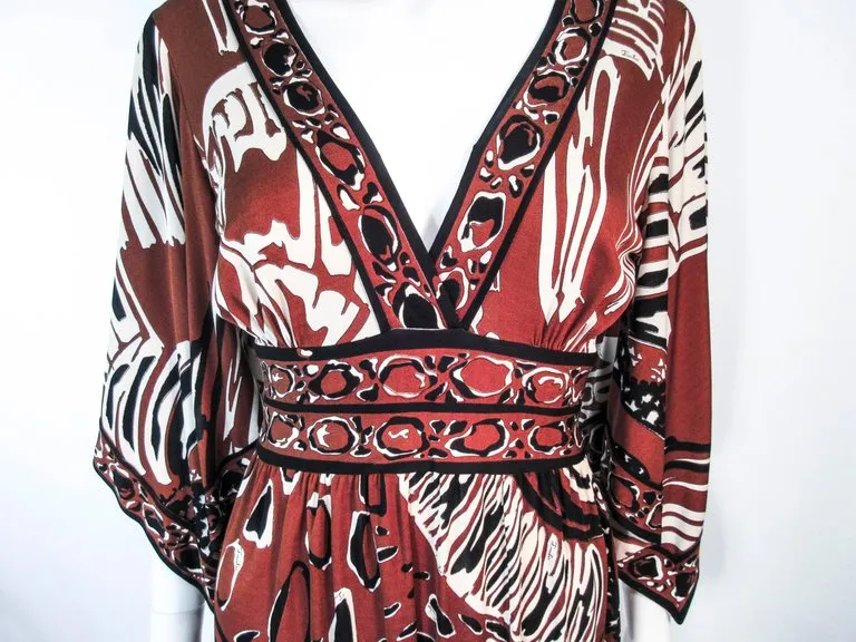 EMILIO PUCCI Brown & Black Silk Jersey Gown Size Small