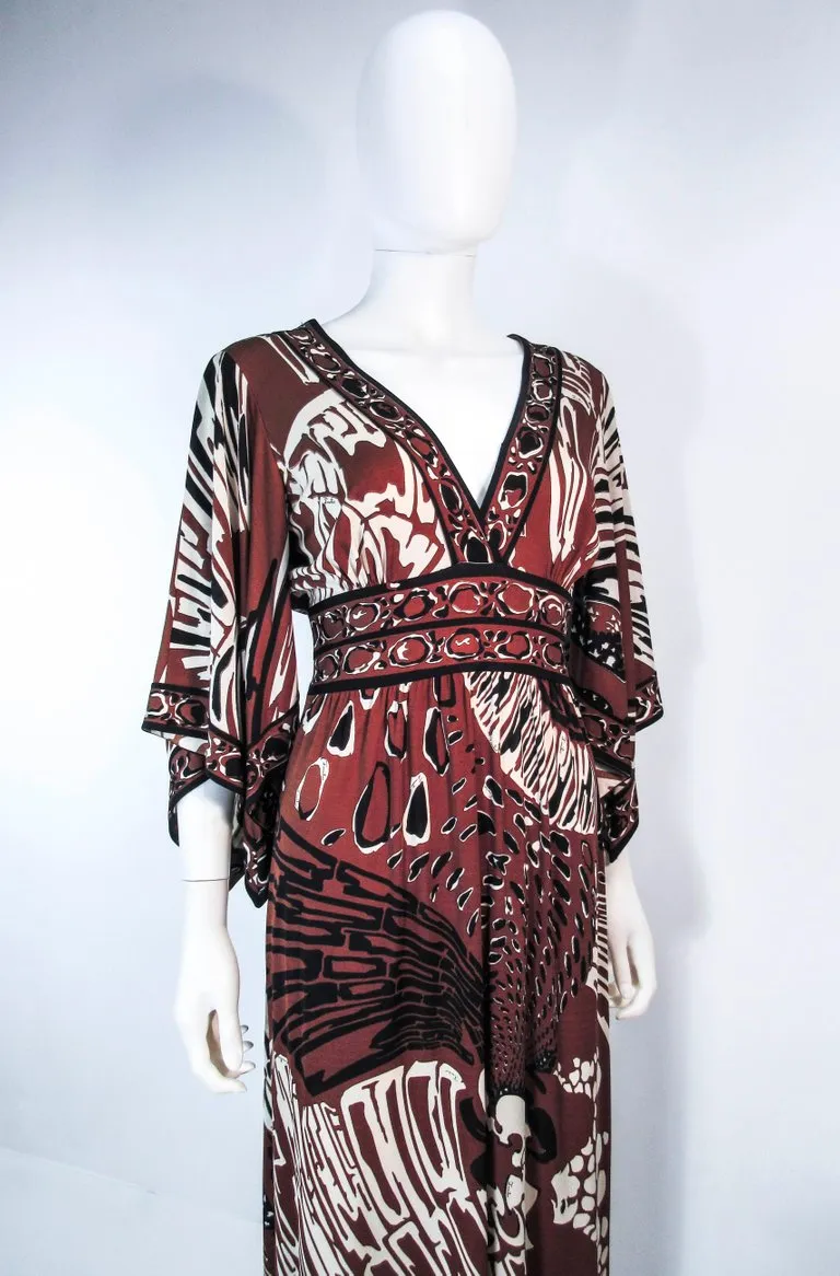 EMILIO PUCCI Brown & Black Silk Jersey Gown Size Small