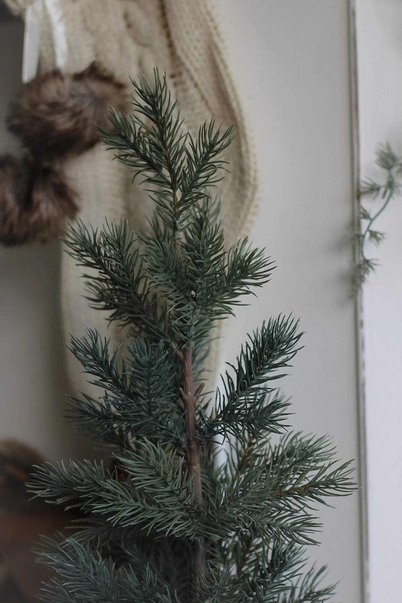 Faux Pine Tree In Wicker Effect Clay Pot