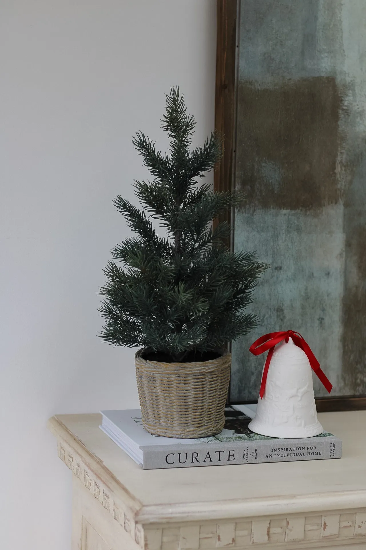 Faux Pine Tree In Wicker Effect Clay Pot