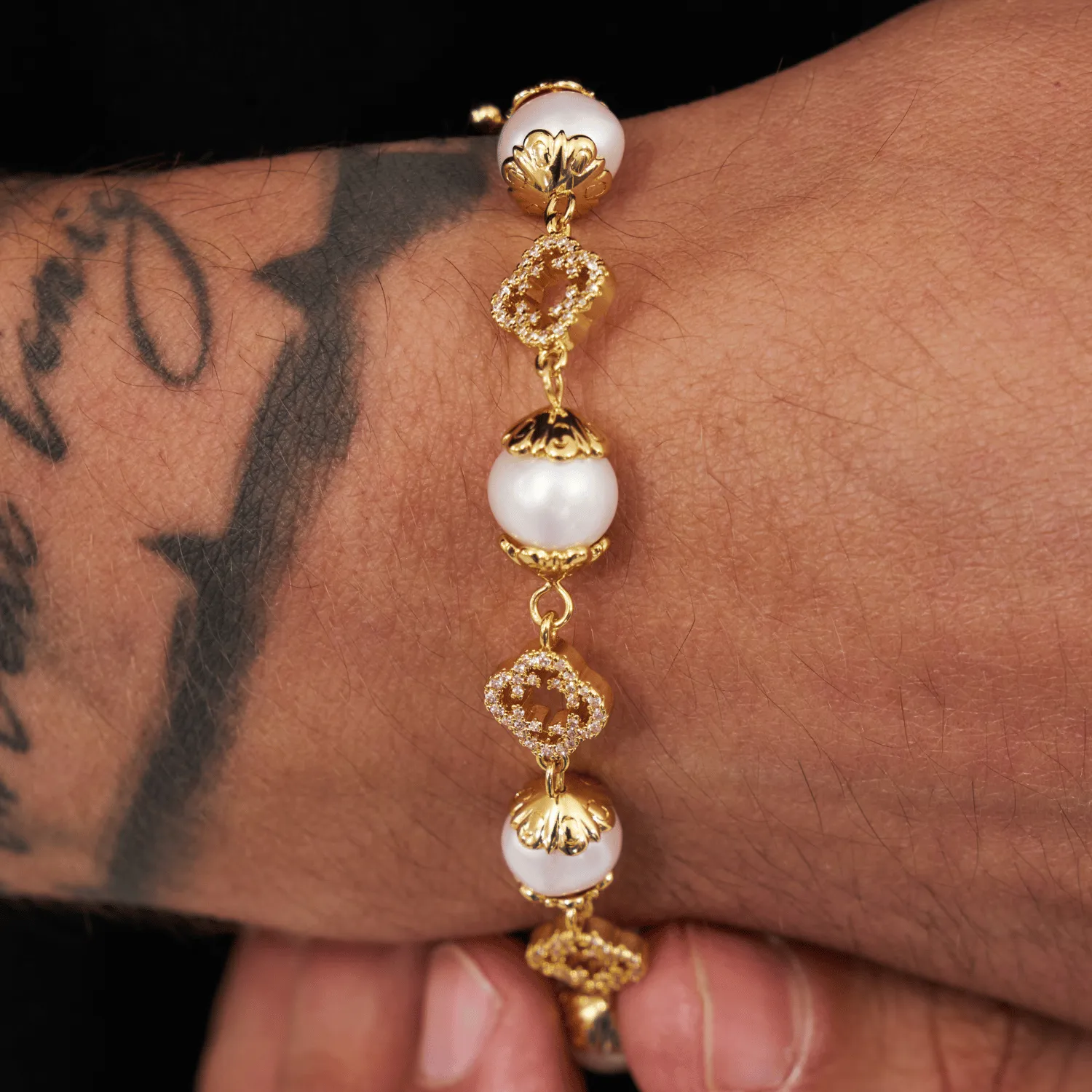 Filigree Real Pearl Bracelet (Gold)