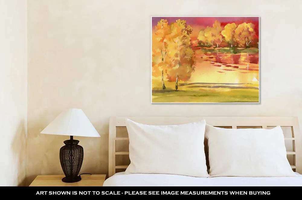 Gallery Wrapped Canvas, Watercolor Autumn Landscape Collection