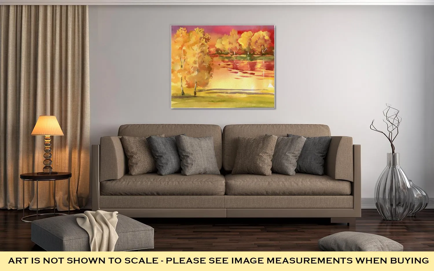 Gallery Wrapped Canvas, Watercolor Autumn Landscape Collection