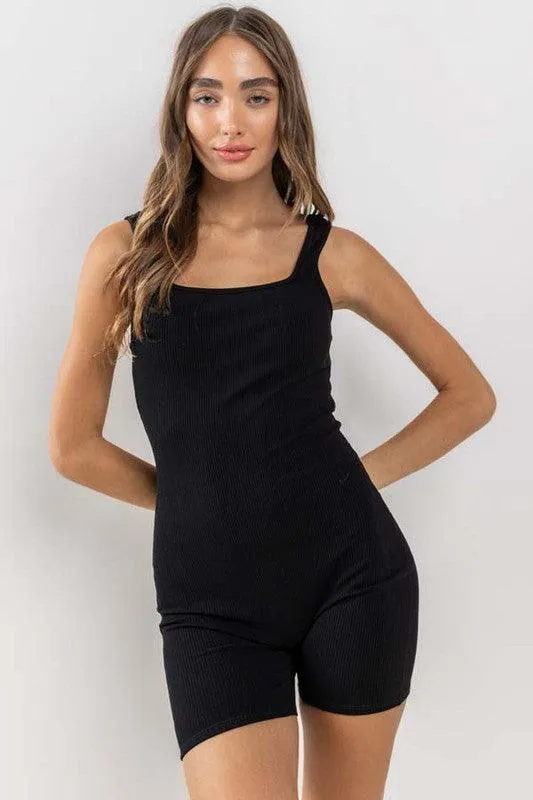 GEMMA SQUARE-NECK TANK ROMPER