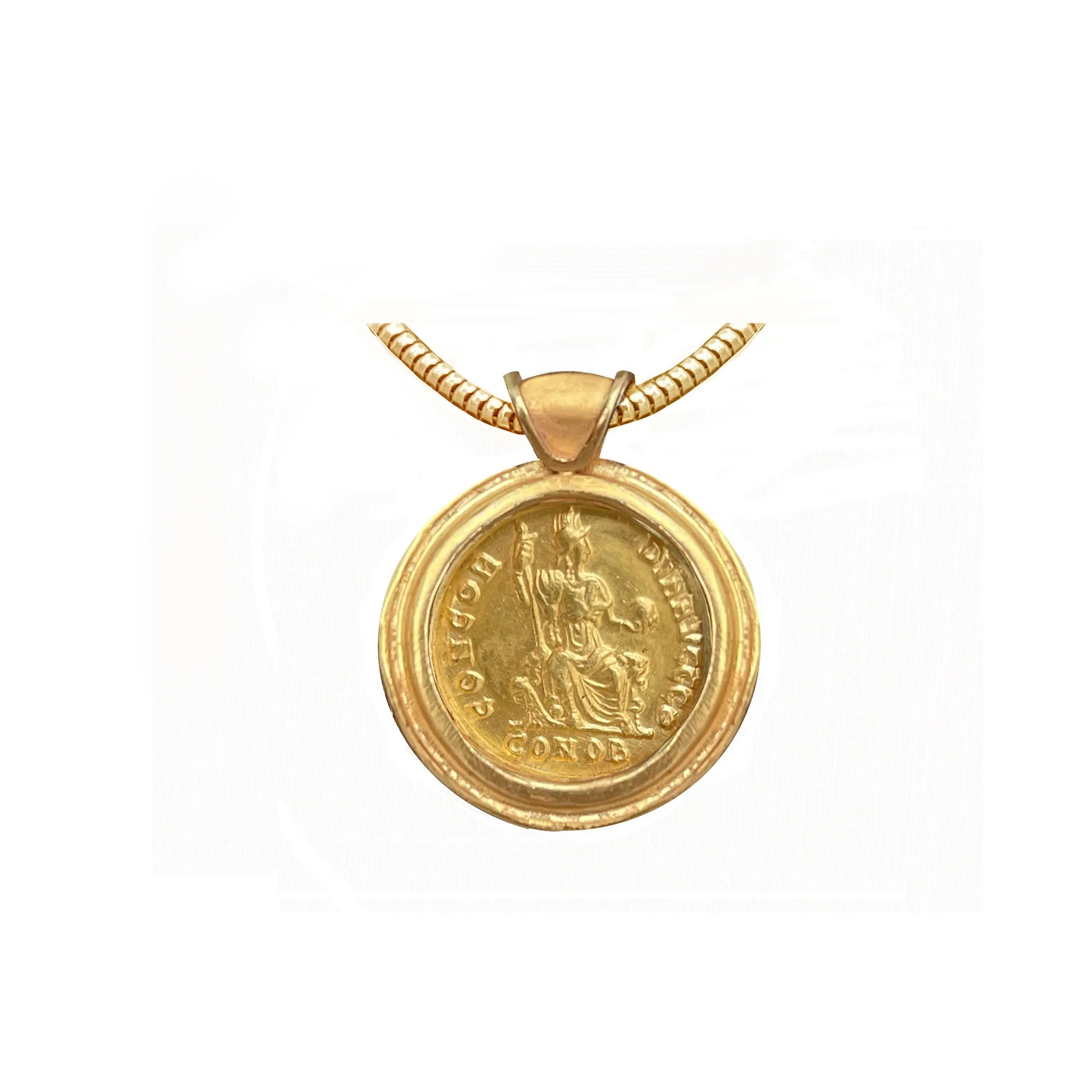 Genuine 24 Kt gold Byzantine Coin Pendant depicting Emperor Theodosius