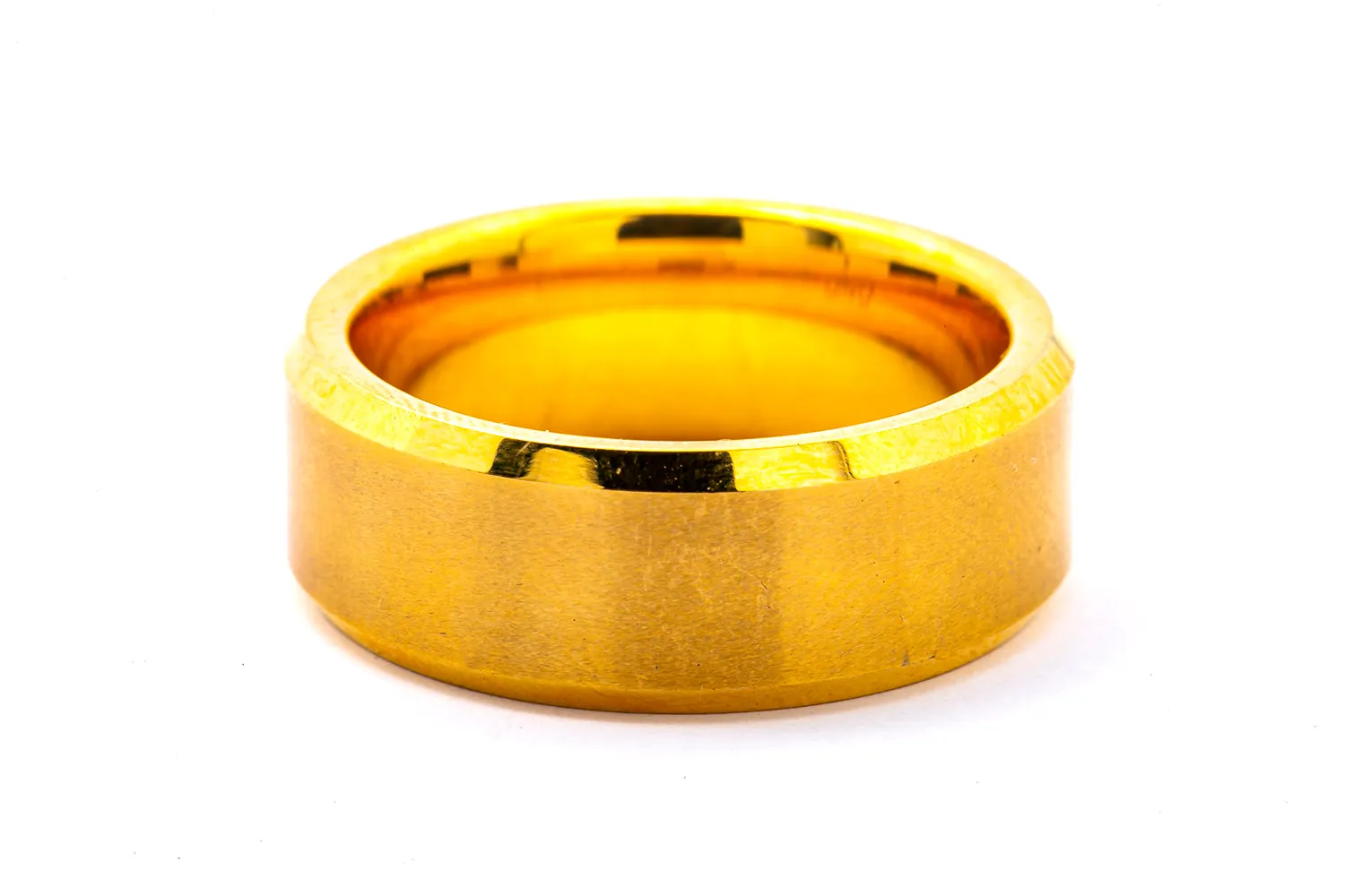 GND Gold Tone Satin & Polished 8mm Band Solid Tungsten Carbide Ring Size 8