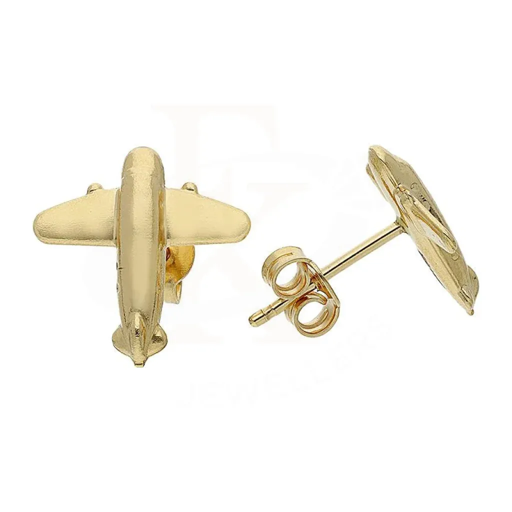 Gold Airplane Shaped Stud Earrings 18KT - FKJERN18K2423