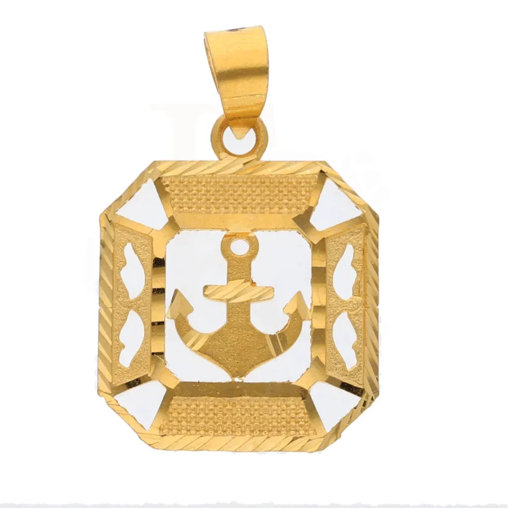 Gold Anchor in Square Frame Pendant 21KT - FKJPND21KM8608