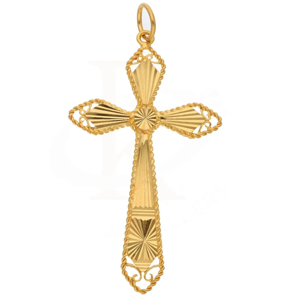 Gold Angel Cross Shaped Pendant 21KT - FKJPND21KM8564