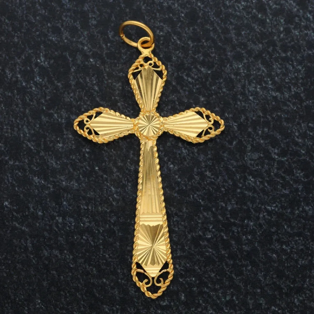 Gold Angel Cross Shaped Pendant 21KT - FKJPND21KM8564