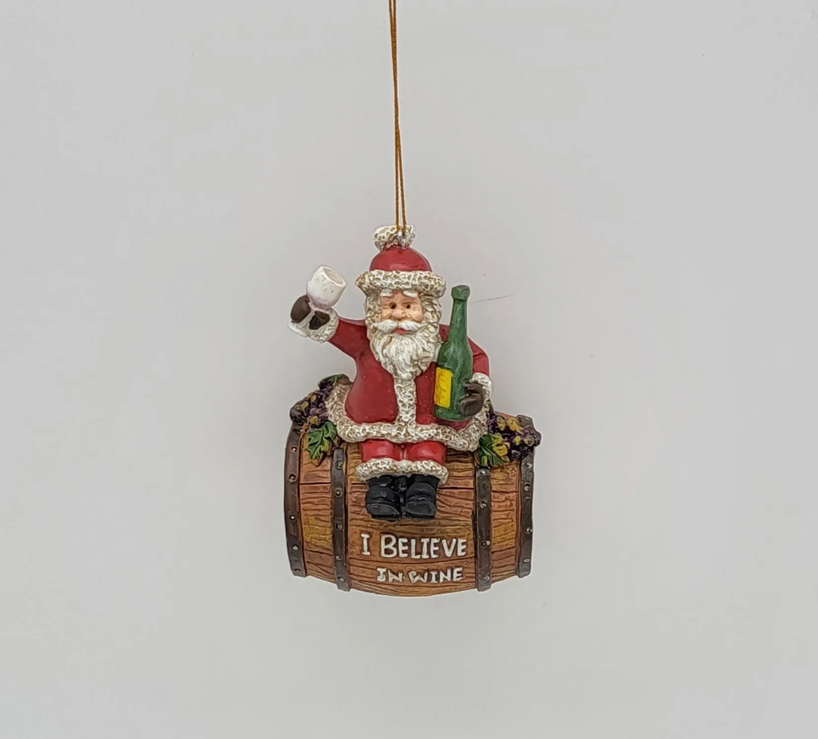 I Believe in Wine Santa Christmas Ornament