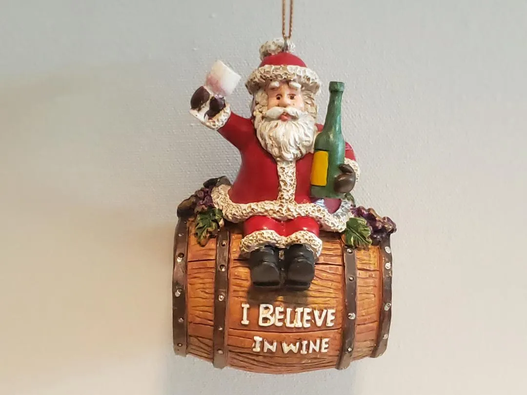 I Believe in Wine Santa Christmas Ornament