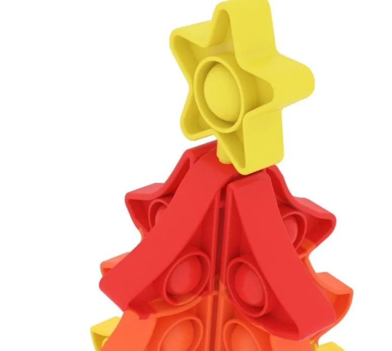 Kids Pop It Christmas Tree Sets - Rainbow Bright Colours