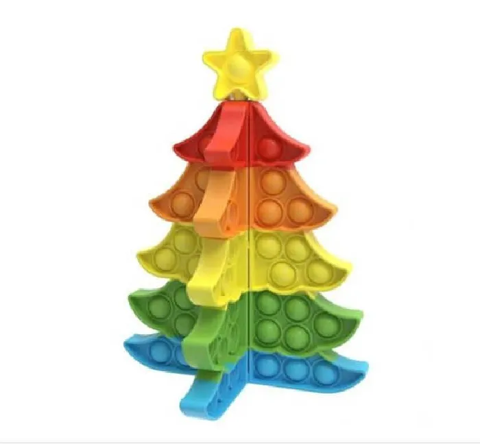 Kids Pop It Christmas Tree Sets - Rainbow Bright Colours