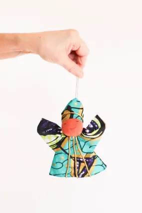 Kitenge Angel Ornament, Aqua Marine