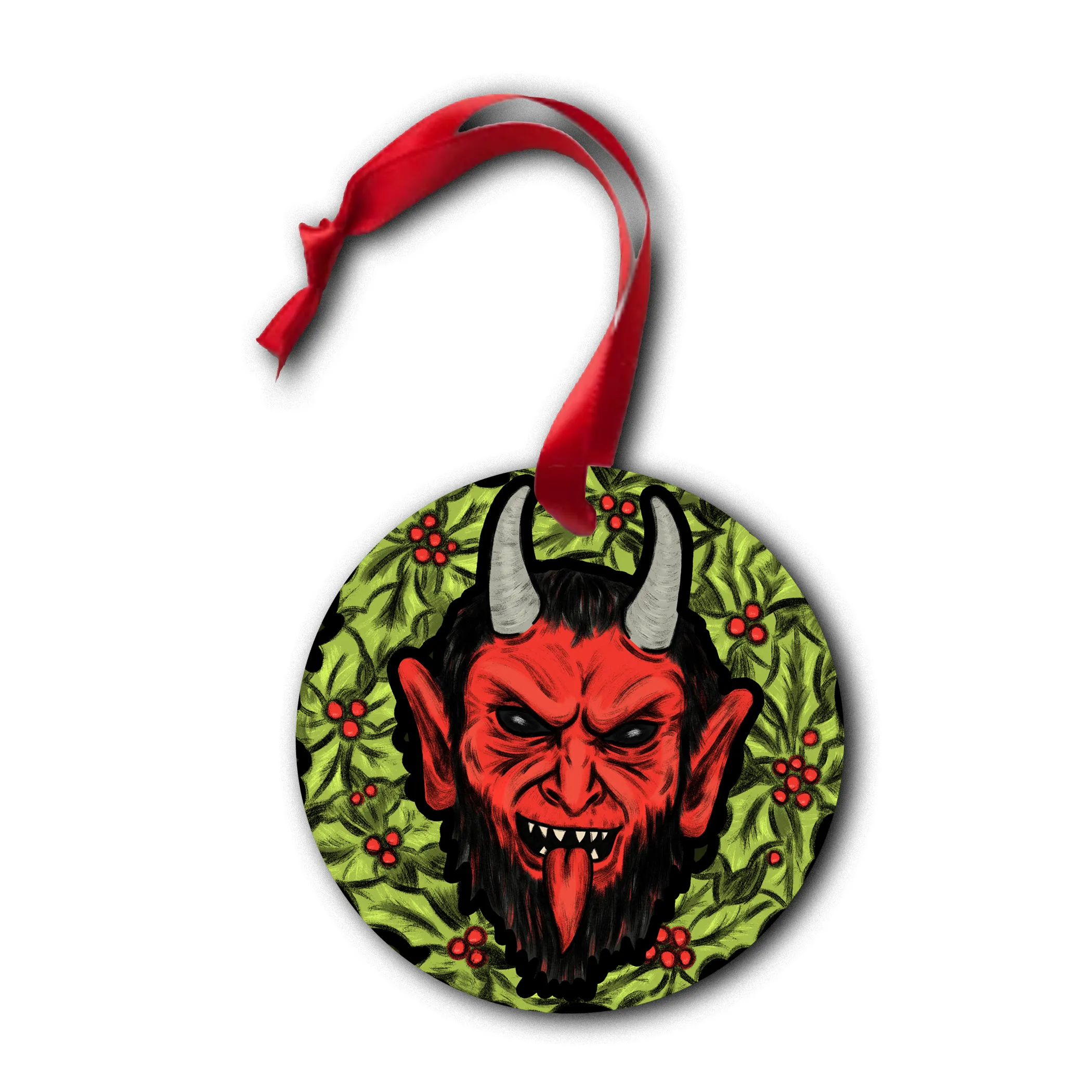 Krampus Wreath Metal Disc Christmas Tree Ornament