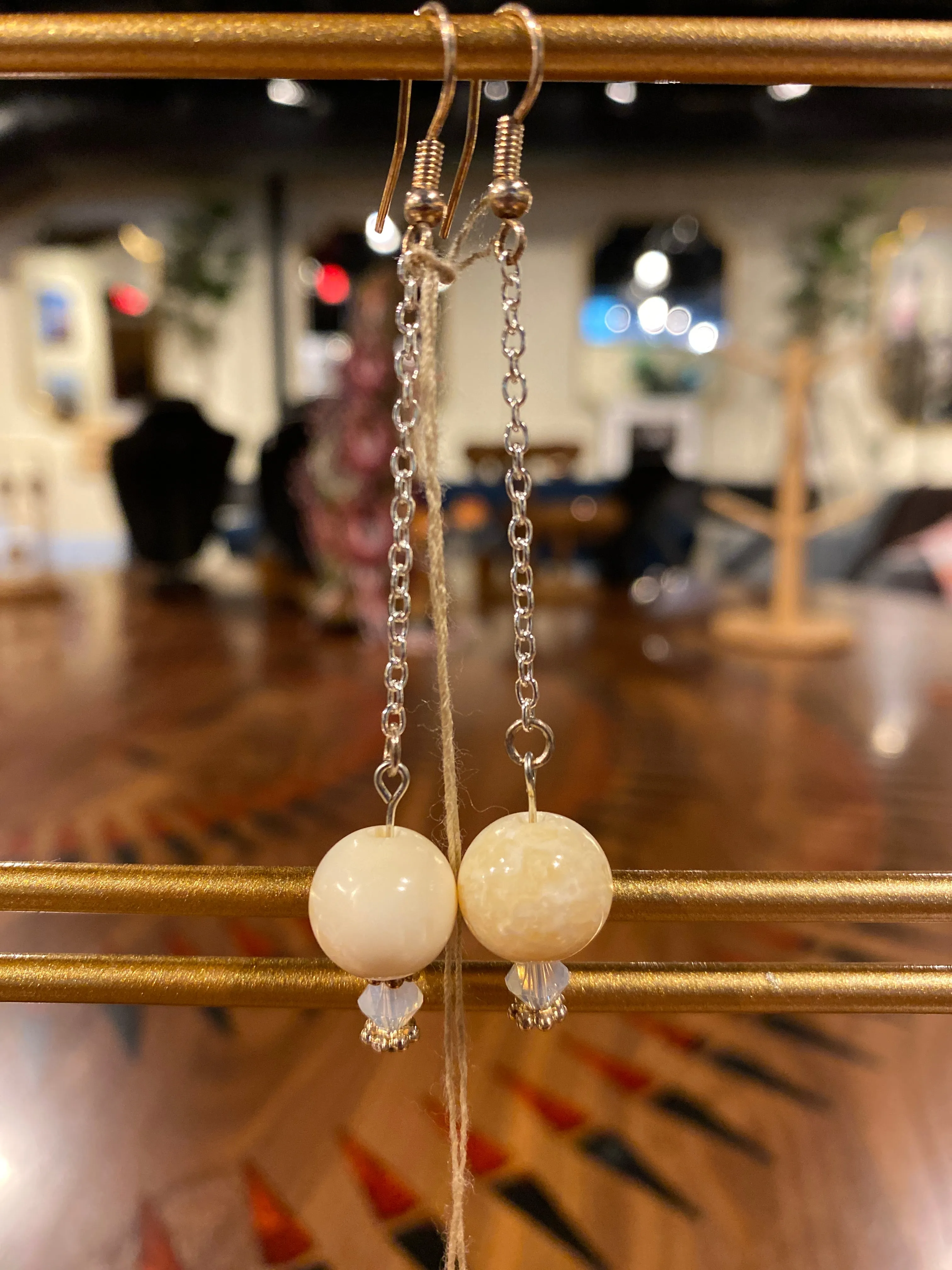 Lisa Apangalook - Dangle Small Ivory Bead Earrings