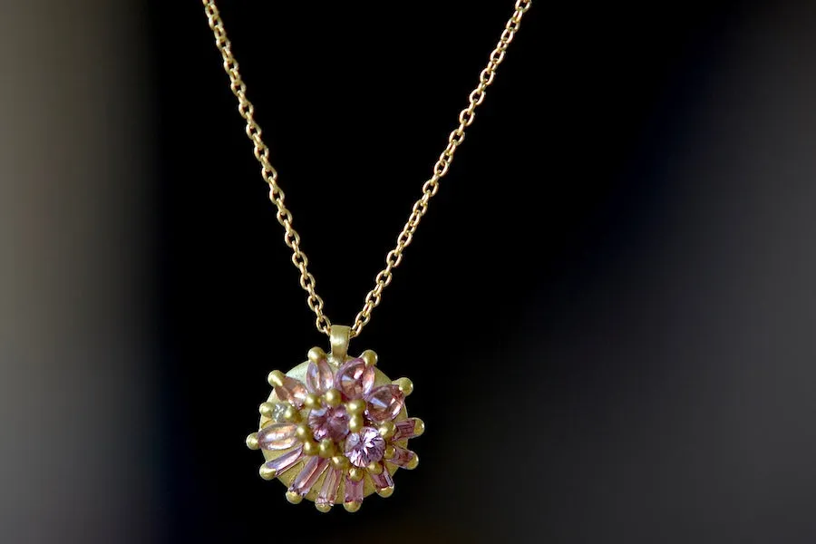 Lotus Pendant Necklace in Peony Pink