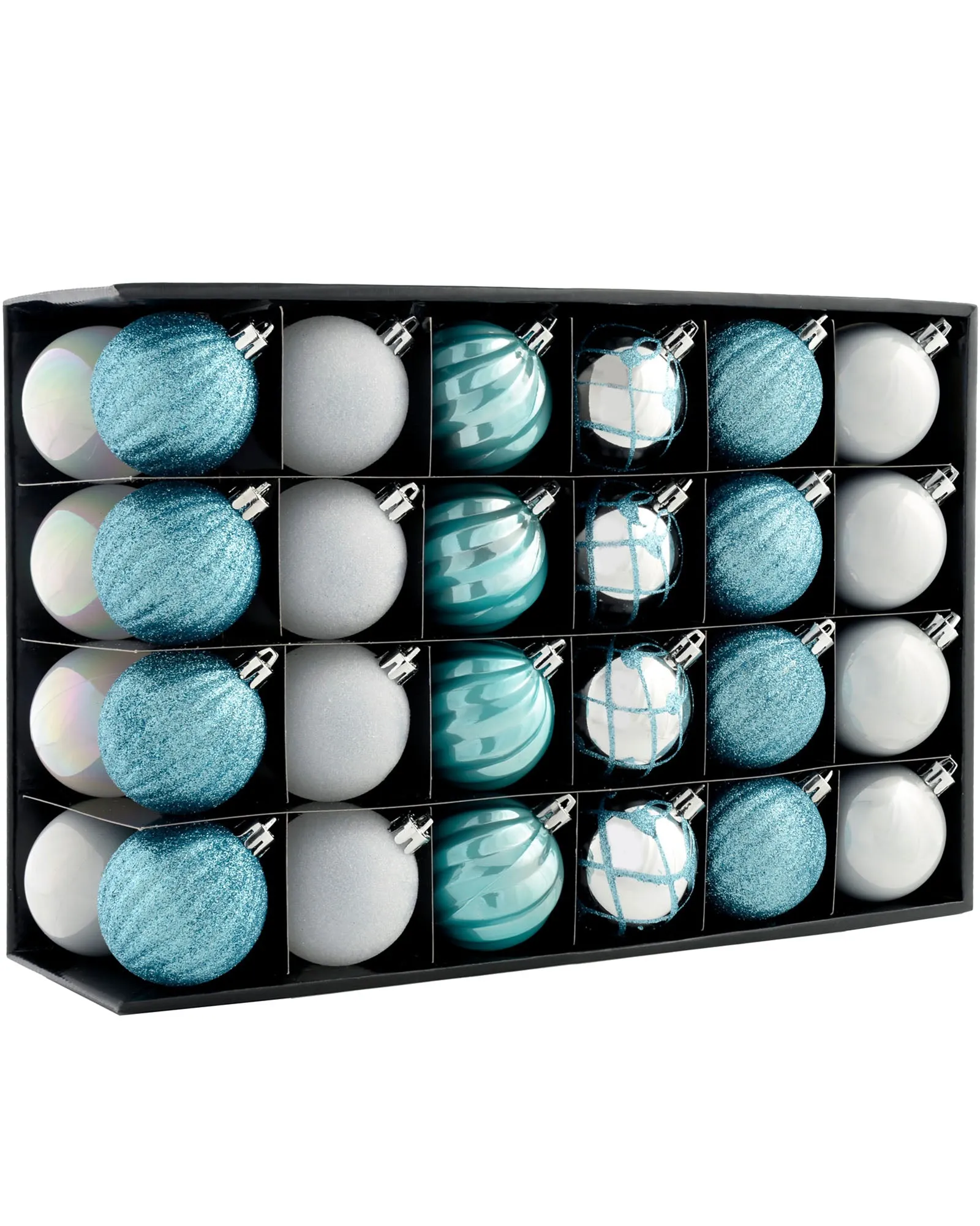 Multi Blue Shatterproof Baubles, 48 Pack, 6 cm