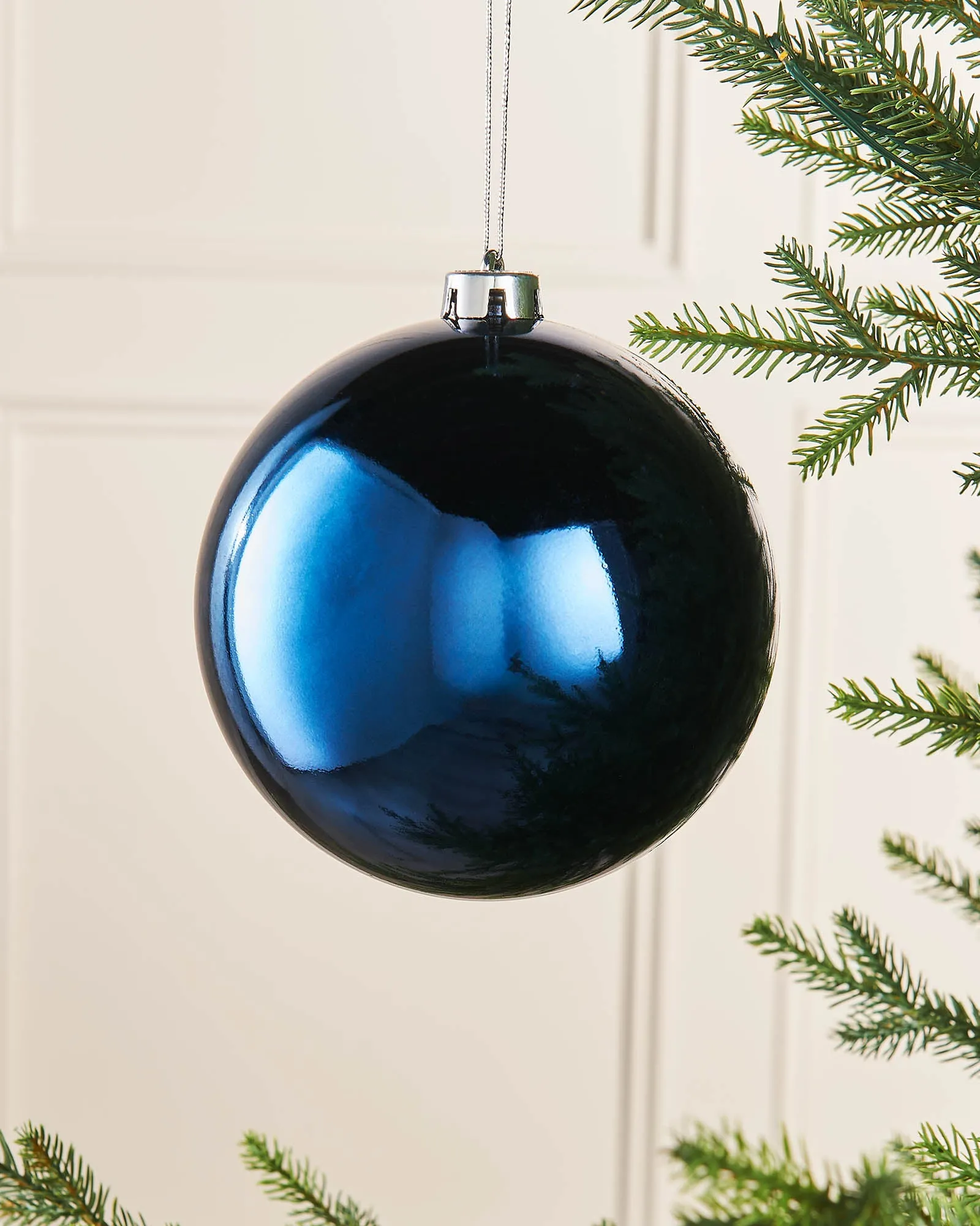 Navy Blue Large Gloss Shatterproof Bauble, 15 cm