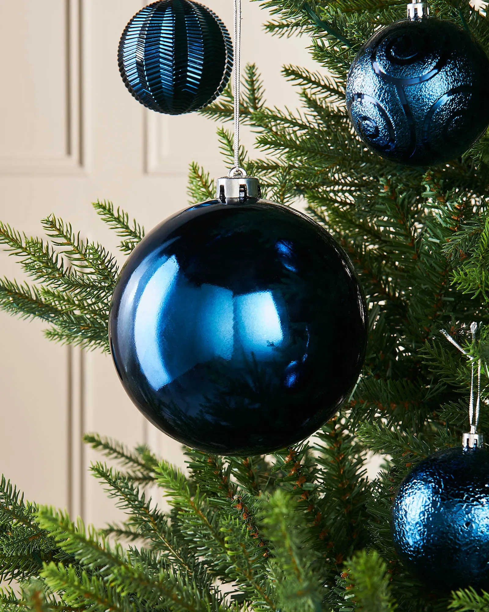 Navy Blue Large Gloss Shatterproof Bauble, 15 cm