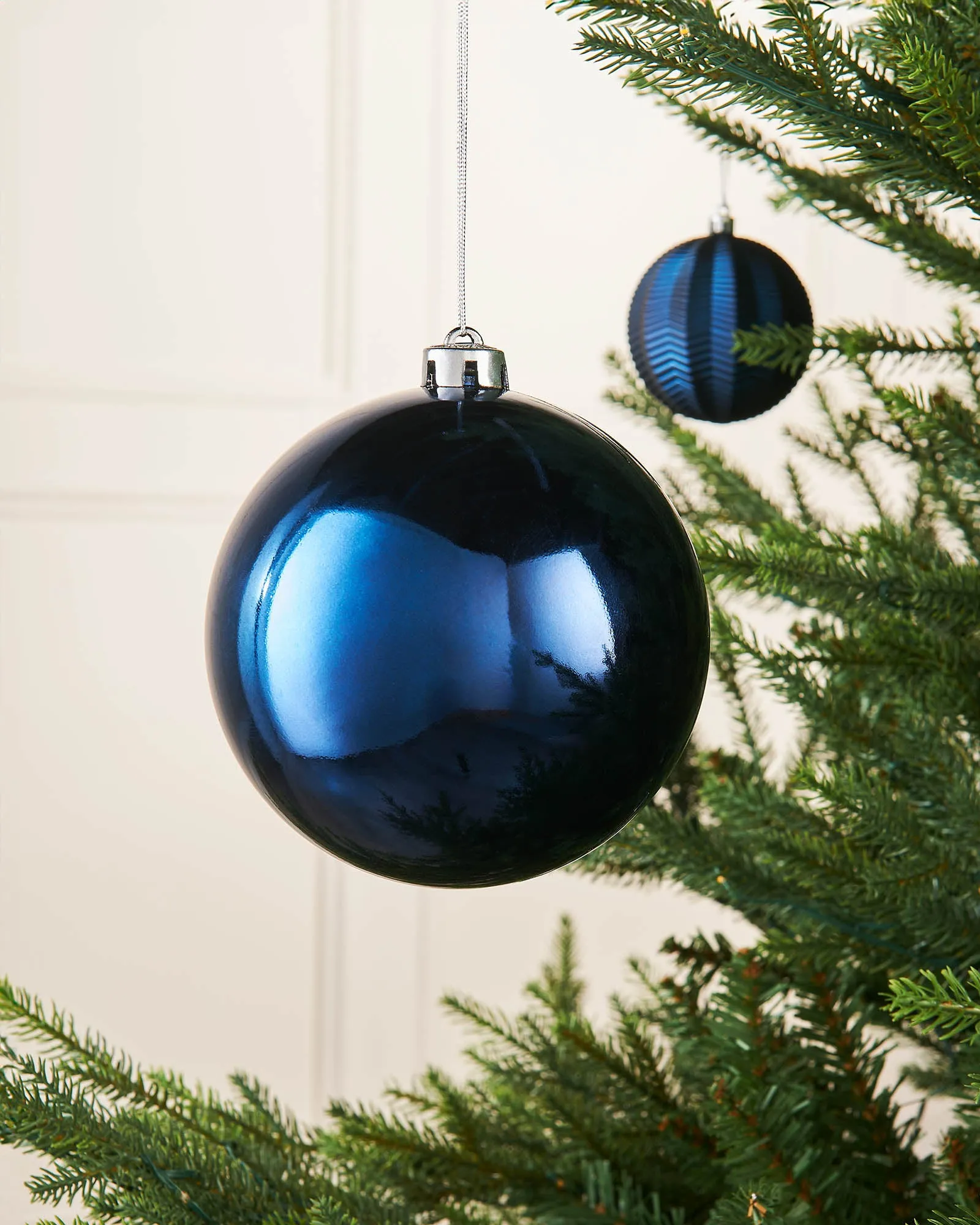 Navy Blue Large Gloss Shatterproof Bauble, 15 cm