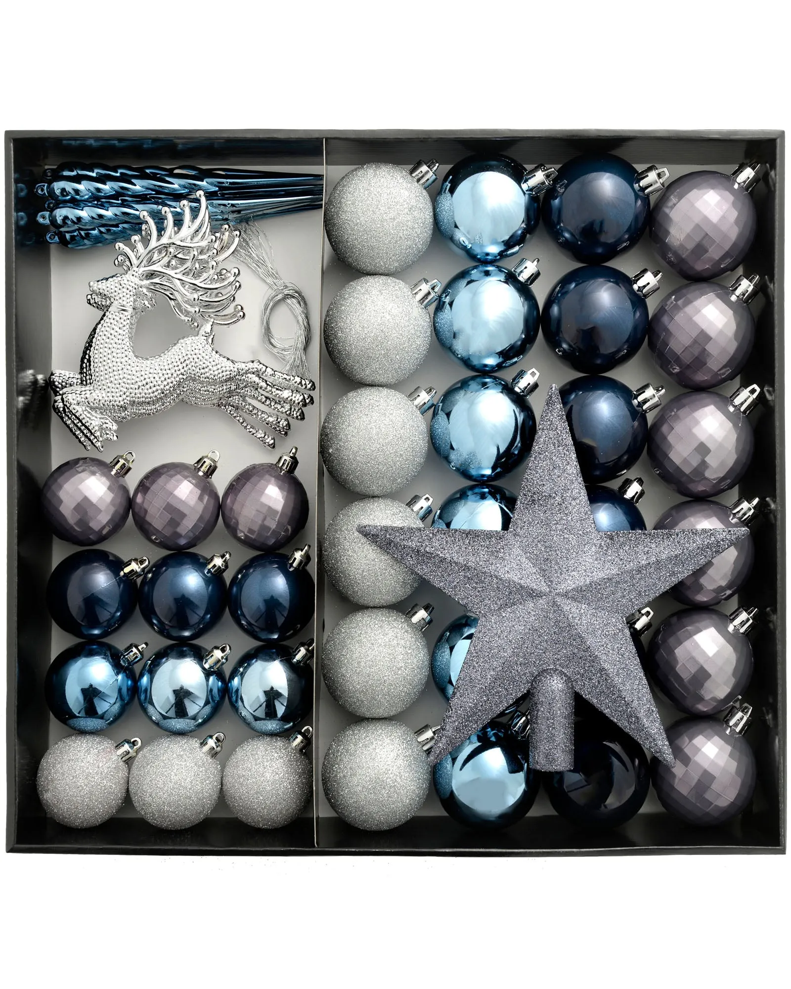 Navy Shatterproof Baubles Set, 50 Pack