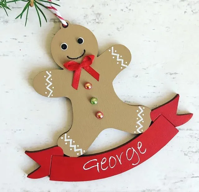 Personalised Gingerbread Man Decoration - Red