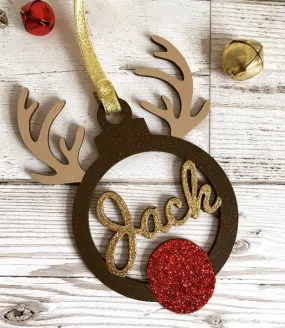 Personalised Reindeer Christmas Tree Decoration Bauble