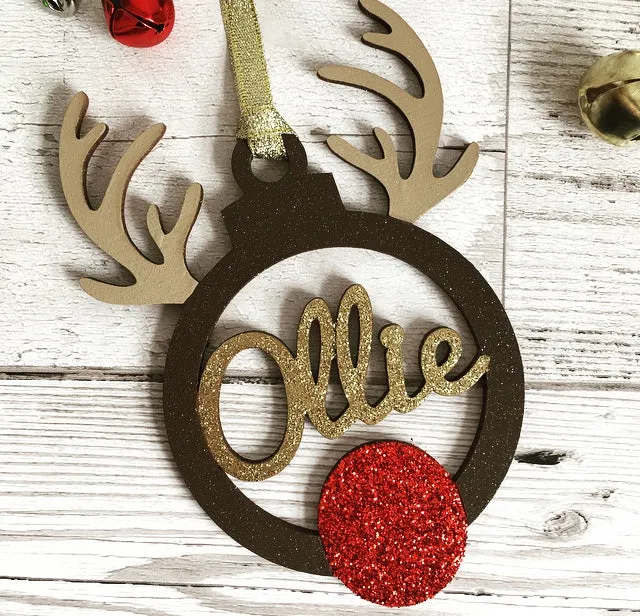 Personalised Reindeer Christmas Tree Decoration Bauble