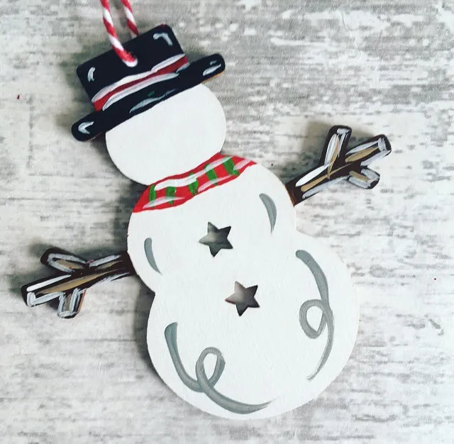 Personalised Snowman Christmas Tree Decoration Bauble