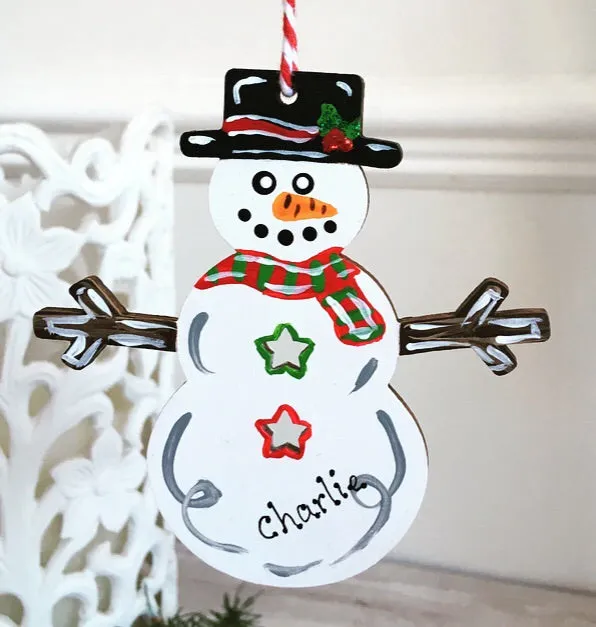 Personalised Snowman Christmas Tree Decoration Bauble