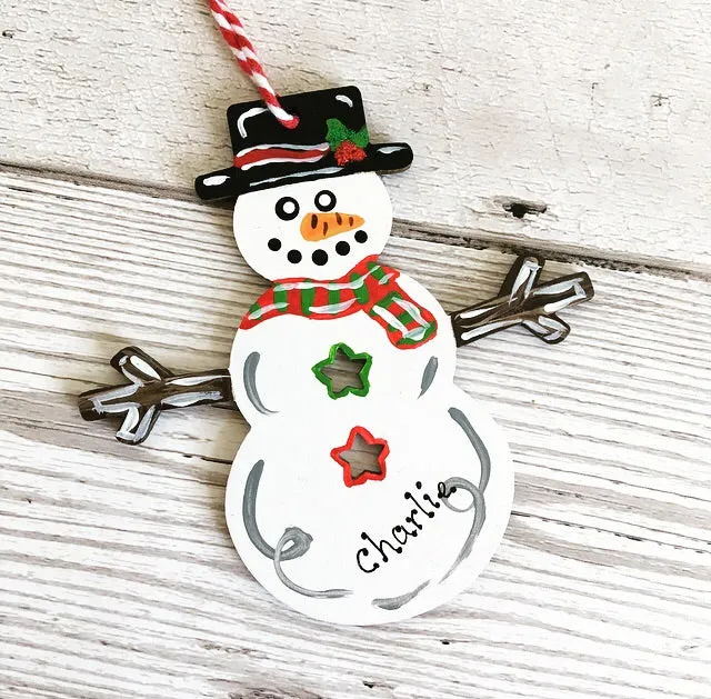 Personalised Snowman Christmas Tree Decoration Bauble