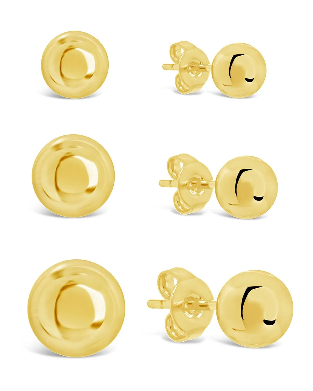 Polished Sphere Stud Earring Set of 3