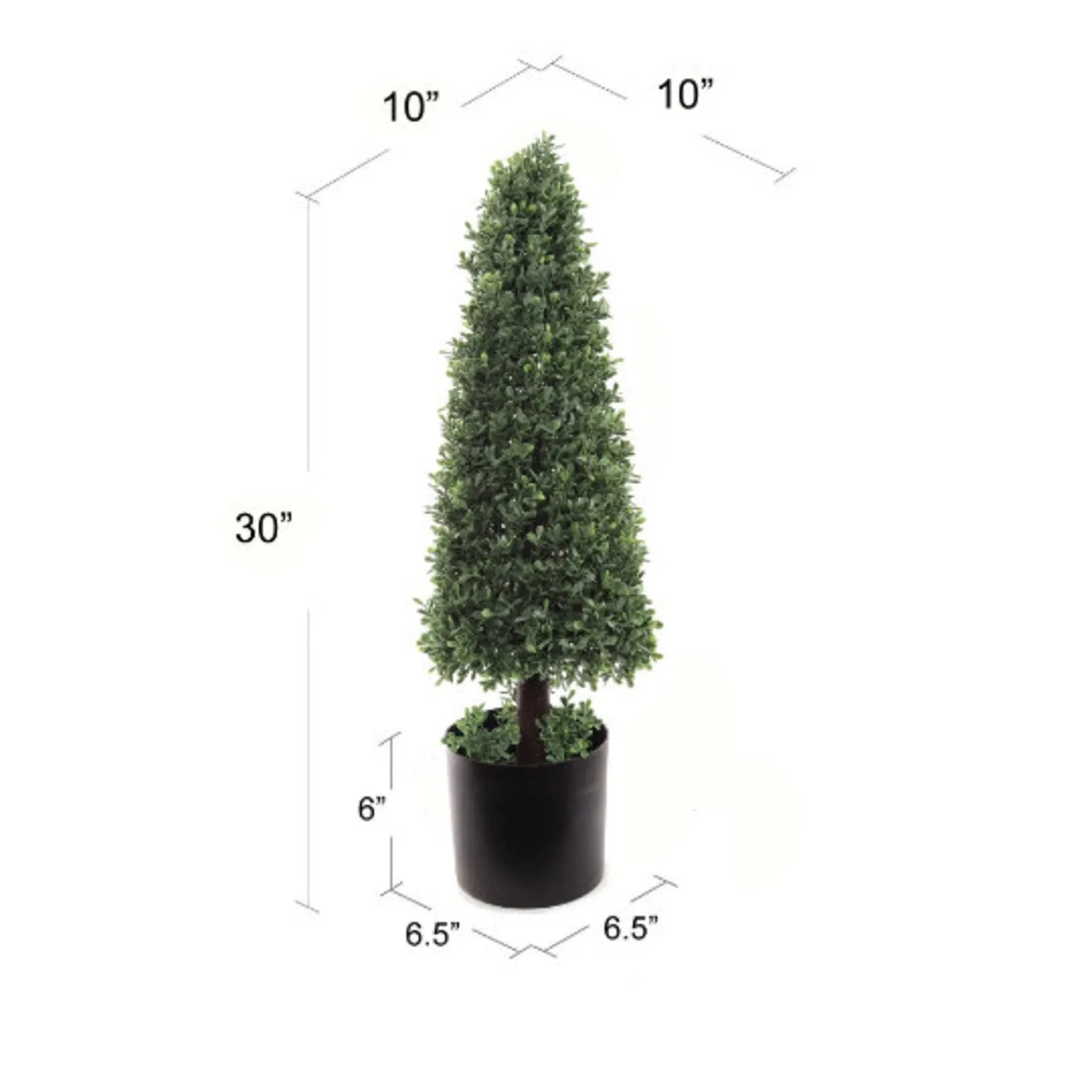 Pre-Potted Cone Boxwood Topiary Tree, 30" Tall | UV Resistant | Indoor & Outdoor Home Decor | FREE SHIPPING | 2-Pack