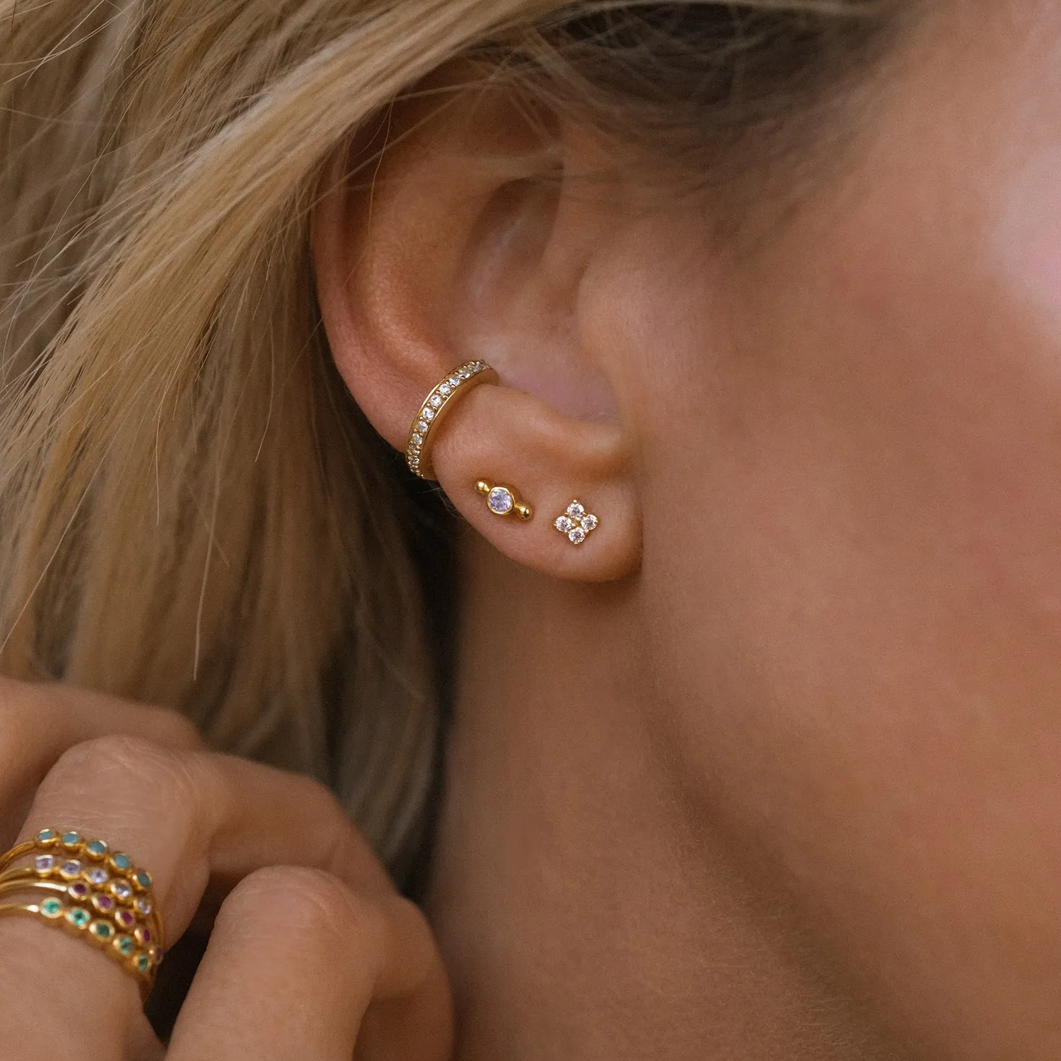 Quaditta Studs | Gold & CZ