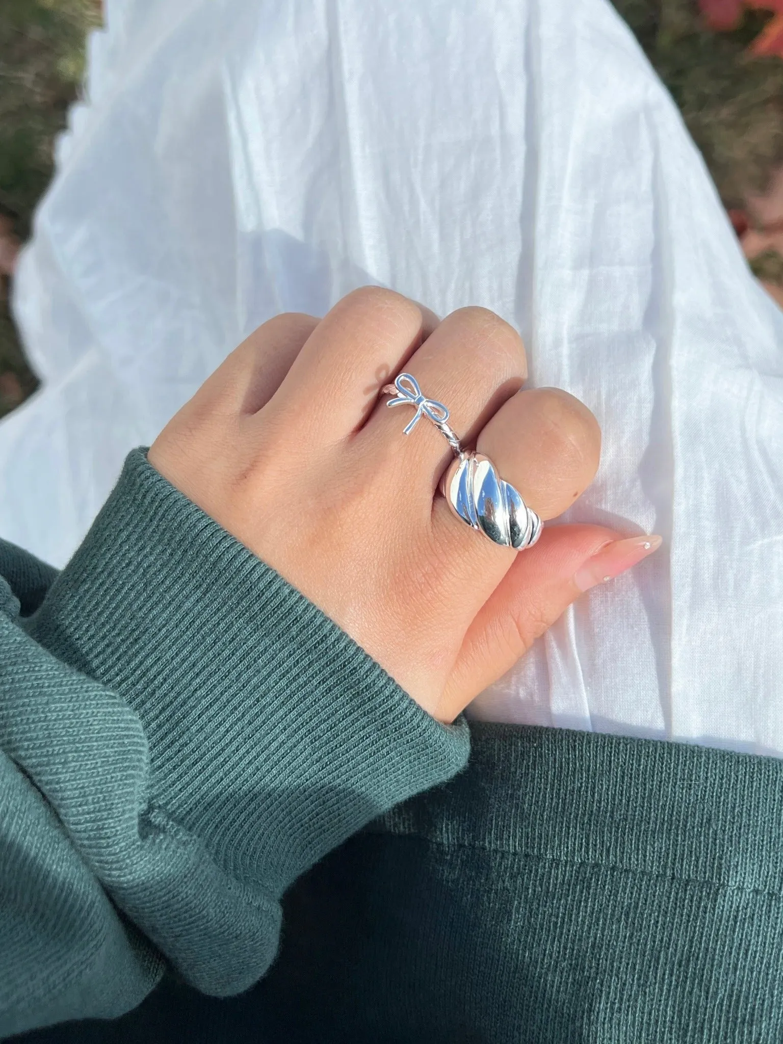 Ribbon Twist Silver Ring