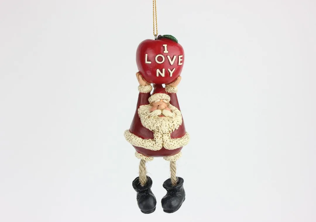 Santa Holding A Big Apple Christmas Ornament