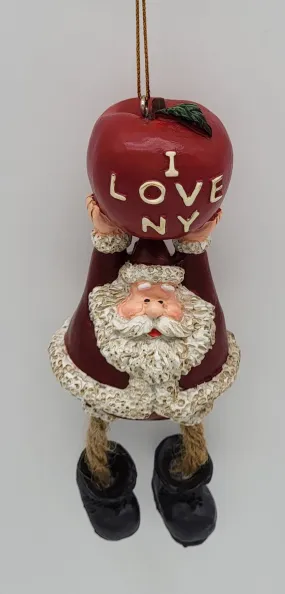 Santa Holding A Big Apple Christmas Ornament