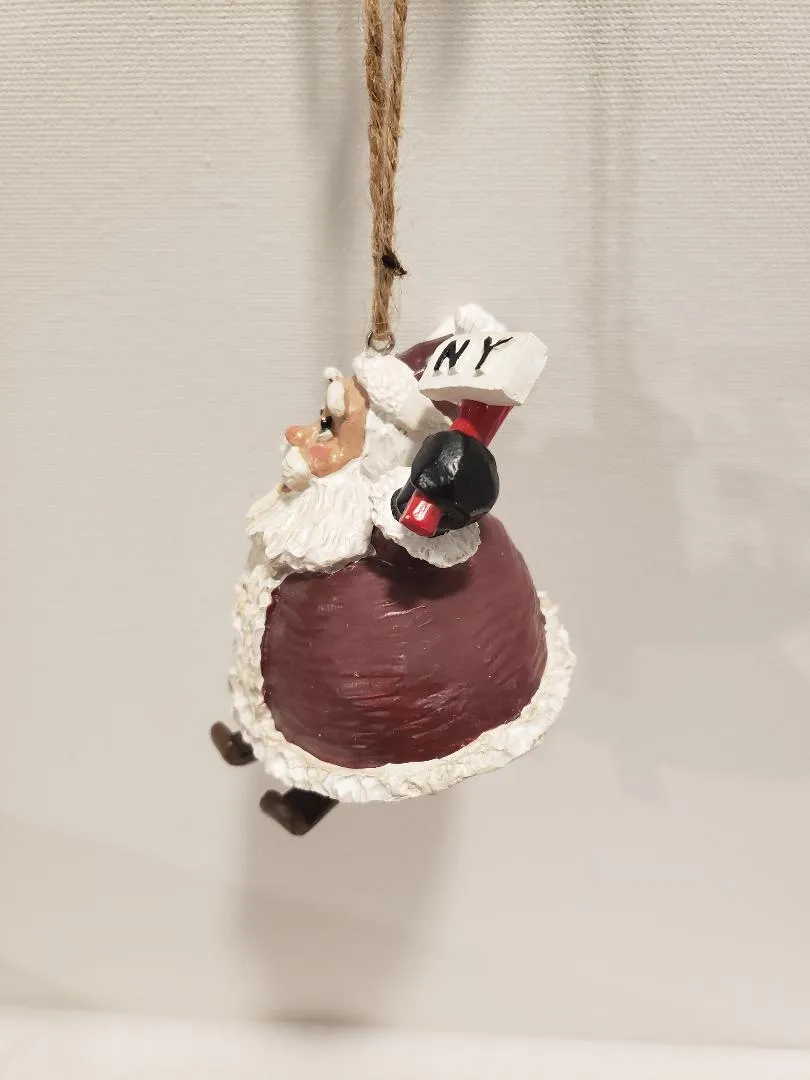 Santa Skiing NY Christmas Ornament