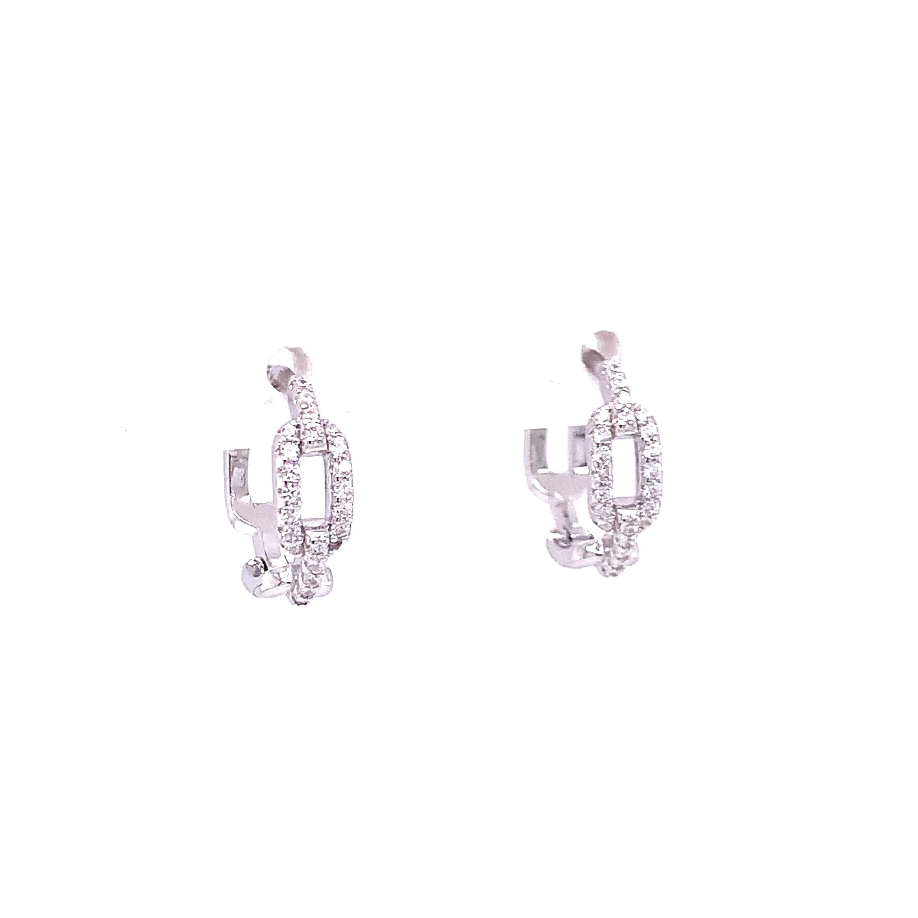 Small Paperclip Link Pave Earring