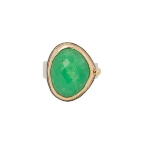 Sybil - Chrysoprase ring with diamond