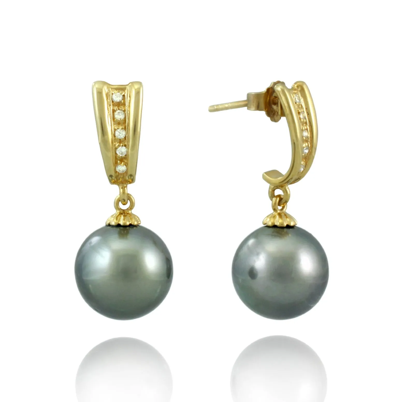 Tahitian pearl earrings in gold plated - Timeless Elegance - EAGZPE00001