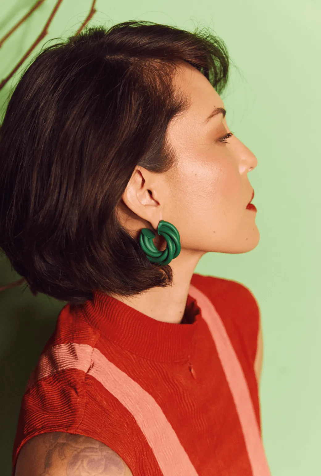 Twisted Hoops - Green